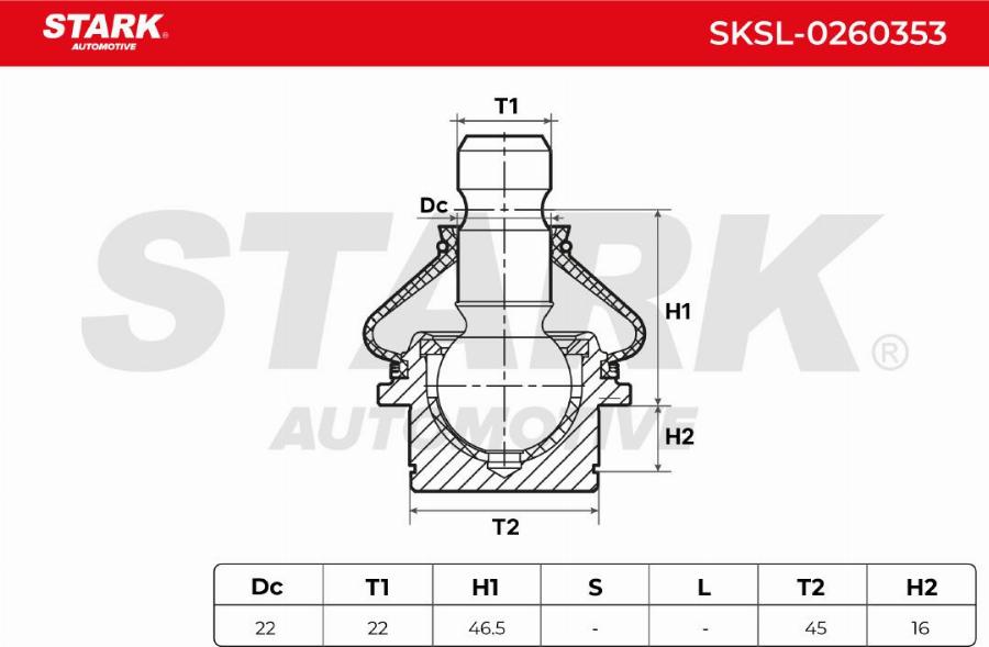 Stark SKSL-0260353 - Несучий / направляючий шарнір autocars.com.ua