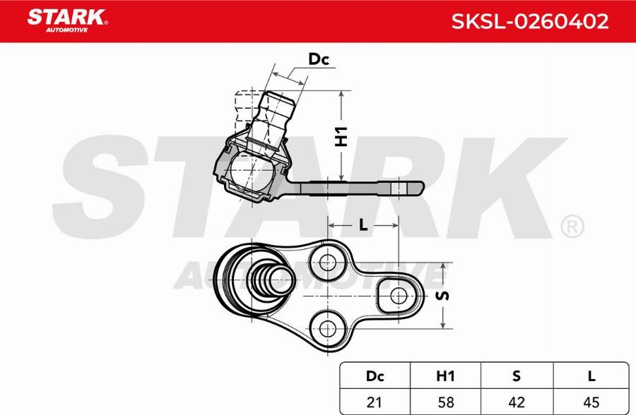 Stark SKSL-0260402 - Несучий / направляючий шарнір autocars.com.ua