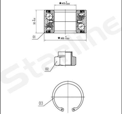 Starline LO 01327 - Комплект підшипника маточини колеса autocars.com.ua