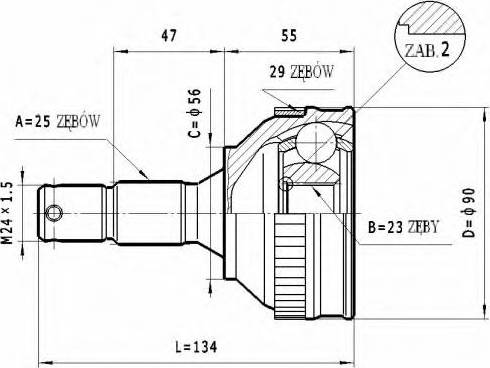 Statim C.264 - Шарнірний комплект, ШРУС, приводний вал autocars.com.ua