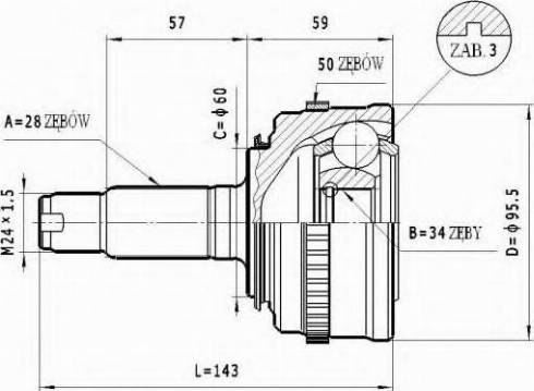 Statim C.443 - Шарнирный комплект, ШРУС, приводной вал avtokuzovplus.com.ua