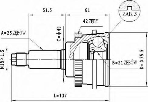 Statim C.638 - Шарнірний комплект, ШРУС, приводний вал autocars.com.ua