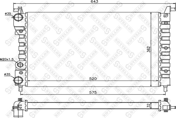 Stellox 10-25734-SX - Радіатор, охолодження двигуна autocars.com.ua