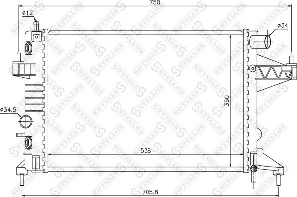 Stellox 10-25999-SX - Радиатор, охлаждение двигателя avtokuzovplus.com.ua