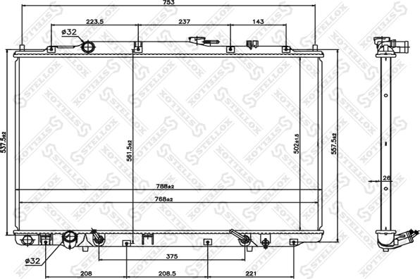 Stellox 10-26777-SX - Радіатор, охолодження двигуна autocars.com.ua