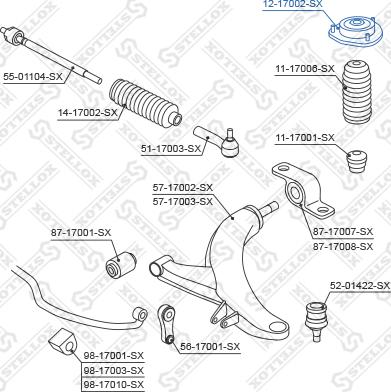 Stellox 12-17002-SX - Опора стійки амортизатора, подушка autocars.com.ua