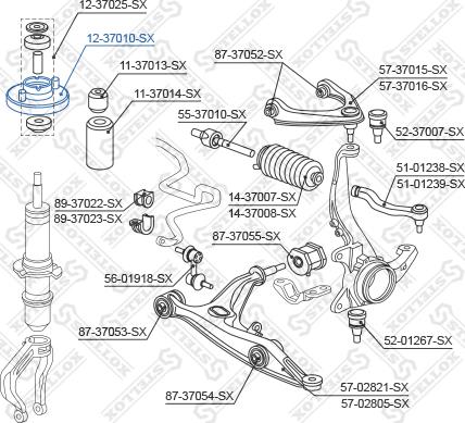 Stellox 12-37010-SX - Втулка амортизатора, подушка autocars.com.ua