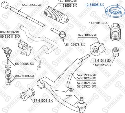 Stellox 12-61005-SX - Опора стойки амортизатора, подушка avtokuzovplus.com.ua