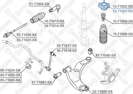 Stellox 12-71021-SX - Опора стійки амортизатора, подушка autocars.com.ua