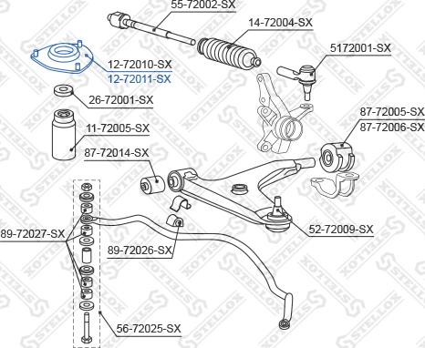 Stellox 12-72011-SX - Опора стойки амортизатора, подушка avtokuzovplus.com.ua