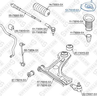 Stellox 12-73010-SX - Опора стійки амортизатора, подушка autocars.com.ua