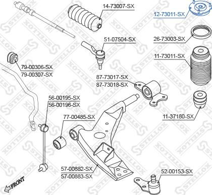 Stellox 12-73011-SX - Опора стійки амортизатора, подушка autocars.com.ua