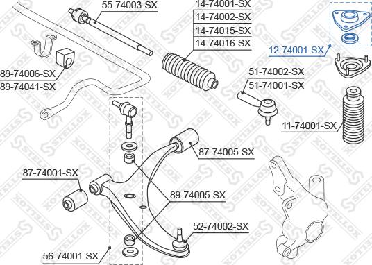 Stellox 12-74001-SX - Опора стійки амортизатора, подушка autocars.com.ua