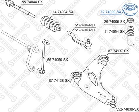 Stellox 12-74039-SX - Опора стійки амортизатора, подушка autocars.com.ua