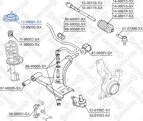 Stellox 12-98001-SX - Опора стойки амортизатора, подушка avtokuzovplus.com.ua