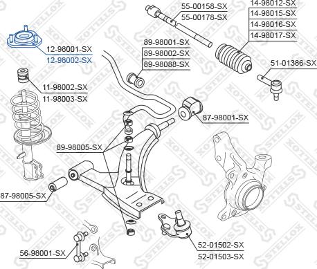 Stellox 12-98002-SX - Опора стойки амортизатора, подушка avtokuzovplus.com.ua