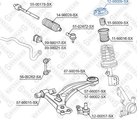 Stellox 12-98009-SX - Опора стійки амортизатора, подушка autocars.com.ua