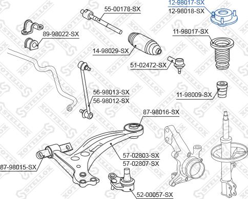 Stellox 12-98017-SX - Опора стійки амортизатора, подушка autocars.com.ua