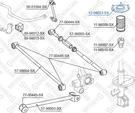 Stellox 12-98023-SX - Опора стійки амортизатора, подушка autocars.com.ua