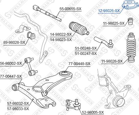 Stellox 12-98026-SX - Опора стойки амортизатора, подушка avtokuzovplus.com.ua