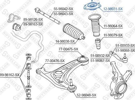 Stellox 12-98031-SX - Опора стійки амортизатора, подушка autocars.com.ua