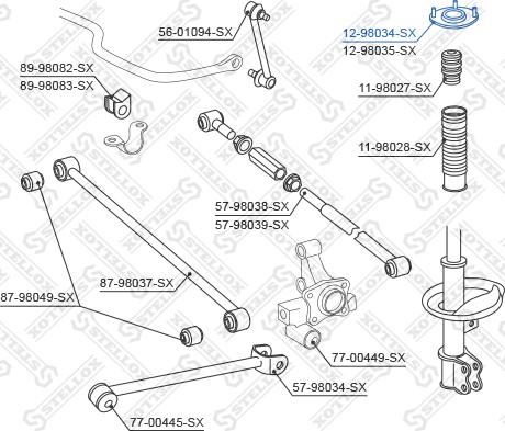 Stellox 12-98034-SX - Опора стійки амортизатора, подушка autocars.com.ua