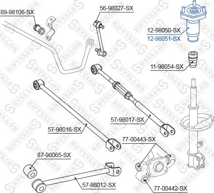 Stellox 12-98051-SX - Опора стійки амортизатора, подушка autocars.com.ua