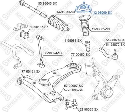 Stellox 12-98069-SX - Опора стойки амортизатора, подушка avtokuzovplus.com.ua