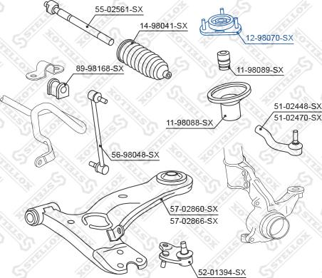 Stellox 12-98070-SX - Опора стойки амортизатора, подушка avtokuzovplus.com.ua