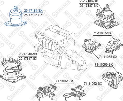 Stellox 25-17184-SX - Подушка, підвіска двигуна autocars.com.ua