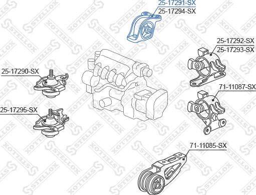 Stellox 25-17291-SX - Подушка, опора, подвеска двигателя avtokuzovplus.com.ua