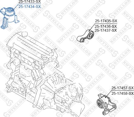 Stellox 25-17434-SX - Подушка, підвіска двигуна autocars.com.ua