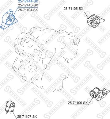 Stellox 25-17444-SX - Подушка, опора, подвеска двигателя avtokuzovplus.com.ua