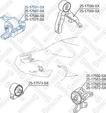 Stellox 25-17591-SX - Подушка, підвіска двигуна autocars.com.ua