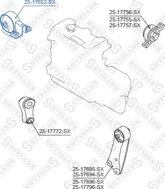 Stellox 25-17652-SX - Подушка, підвіска двигуна autocars.com.ua