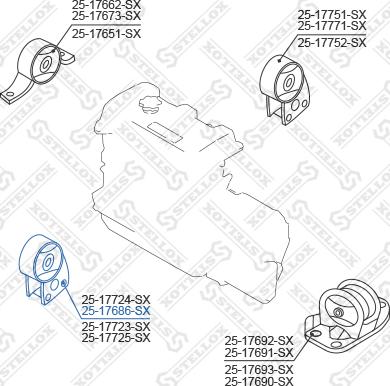 Stellox 25-17686-SX - Подушка, підвіска двигуна autocars.com.ua