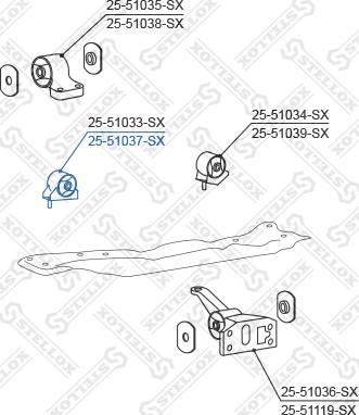 Stellox 25-51037-SX - Подушка, підвіска двигуна autocars.com.ua