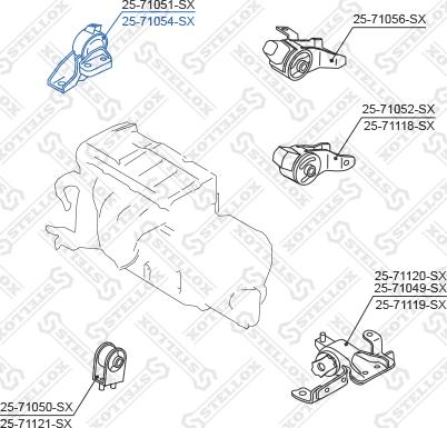 Stellox 25-71054-SX - Подушка, підвіска двигуна autocars.com.ua