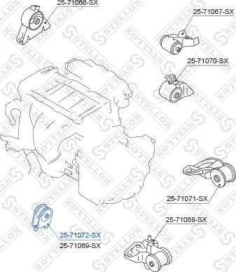 Stellox 25-71072-SX - Подушка, опора, подвеска двигателя avtokuzovplus.com.ua