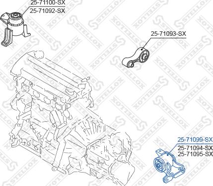 Stellox 25-71099-SX - Подушка, підвіска двигуна autocars.com.ua