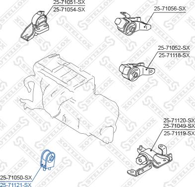 Stellox 25-71121-SX - Подушка, підвіска двигуна autocars.com.ua