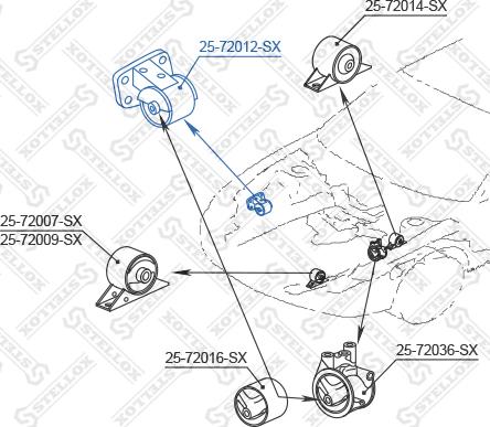 Stellox 25-72012-SX - Подушка, підвіска двигуна autocars.com.ua