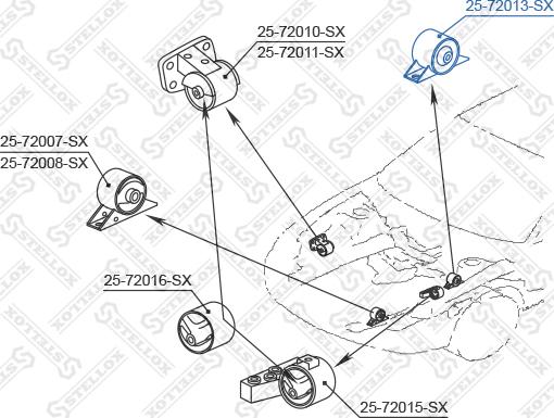 Stellox 25-72013-SX - Подушка, опора, подвеска двигателя avtokuzovplus.com.ua