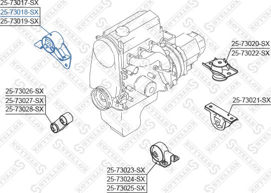 Stellox 25-73018-SX - Подушка, підвіска двигуна autocars.com.ua