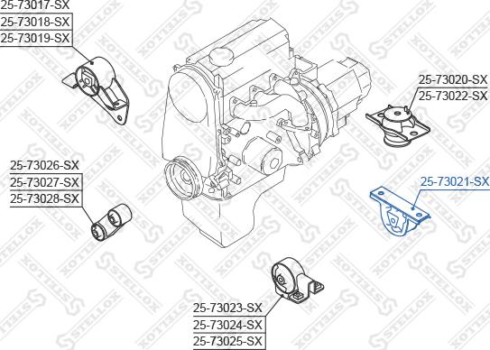 Stellox 25-73021-SX - Подушка, підвіска двигуна autocars.com.ua