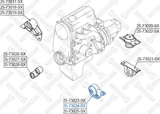 Stellox 25-73024-SX - Подушка, опора, подвеска двигателя avtokuzovplus.com.ua