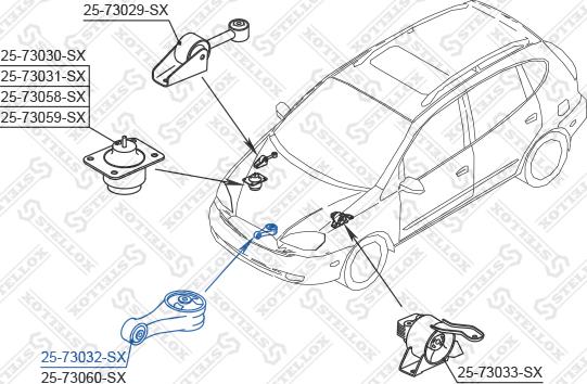 Stellox 25-73032-SX - Подушка, опора, подвеска двигателя avtokuzovplus.com.ua