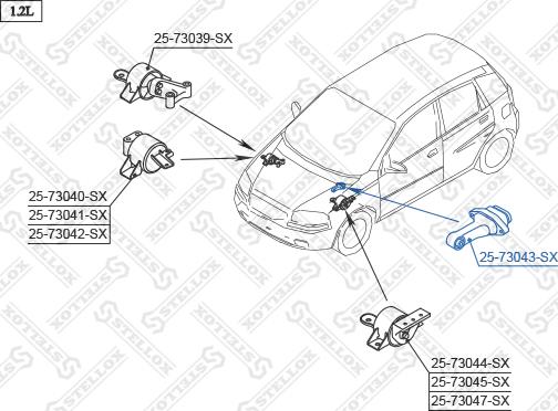 Stellox 25-73043-SX - Подушка, опора, подвеска двигателя avtokuzovplus.com.ua