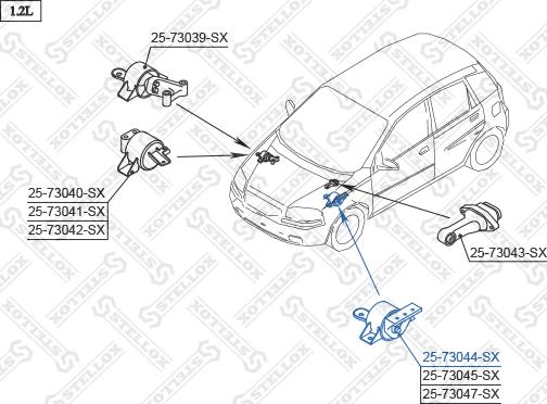 Stellox 25-73044-SX - Подушка, опора, подвеска двигателя avtokuzovplus.com.ua