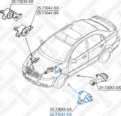 Stellox 25-73047-SX - Подушка, опора, подвеска двигателя avtokuzovplus.com.ua